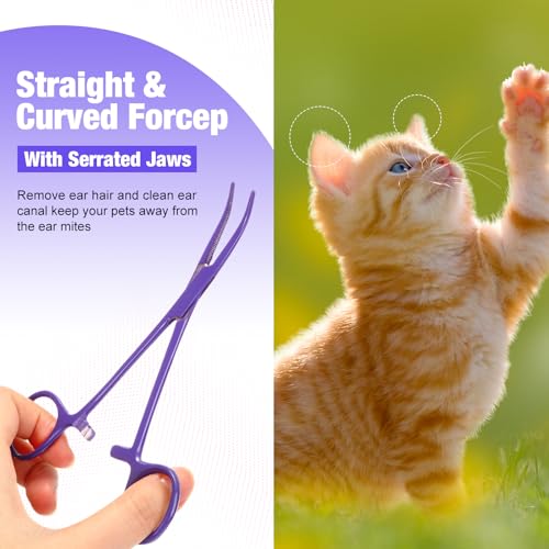 BBTO Hemostat Curved and Straight Hemostat Forceps Piercing Pliers Forceps, Stainless Steel Straight and Curved Pliers, Fishing Tweezer(Lilac,2 Pcs) - color: Lilac