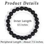 MAIBAOTA Healing Crystal Bracelet for Women Men, 8/4 mm Natural Stone Beaded Bracelets, Jewelry Birthday Gifts, Round Gemstones Stretch Bracelets - color: Black-Lava Rock, size: 8 mm