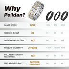 POLLDAN® 3X Power Magnetic Bracelets For Men | 6200 Gauss Strength Mens Titanium Bracelet with Fold-Over Clasp, Adjustable Length, Gift Box, Sizing Tool | Innovative Magnets Alloy - Patent - color: Silver Gold