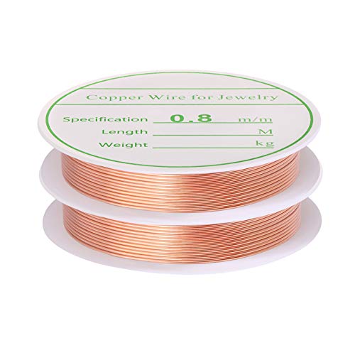 MIKIMIQI 2 Pack Jewelry Wire - 20 Gauge Tarnish Resistant Copper Beading Wire for Jewelry Making, 0.8mm X 3m Each (Rose Gold) - color: Rose Gold