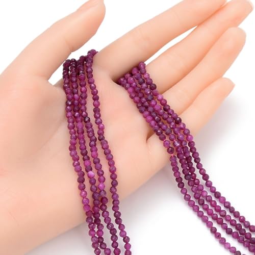 Adabele 15 Inch Natural Red Ruby Healing Gemstone 3mm (0.12 Inch) Tiny Small Faceted Round Loose Beads Stone Spacer (105-115pcs) for Craft Jewelry Making GK3-18 - color: Red Ruby, size: 3mm (0.12") - 15 inch/1 strand
