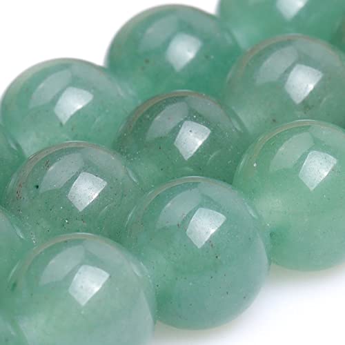 JOE FOREMAN 2MM Big Hole 12mm Green Aventurine Jade Round Natural Gemstone Semi Precious Loose Beads for Jewelry Making 15" Beaded Strand DIY Handmade Craft Supplies - size: 12mm