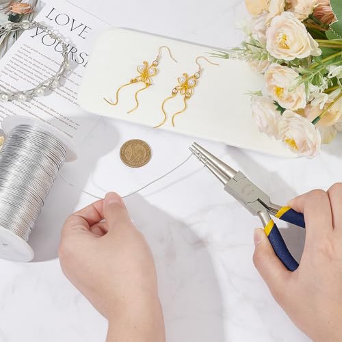 BENECREAT Wire Looping Pliers with Non-Slip Handle, Precision Round Nose Pliers (2~8mm Loops) for Beading Jewelry Making and Wire Forming