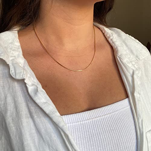 CHESKY Gold Necklace for Women-14K Plated/S925 sterling silver Snake Chain Necklace Dainty Simple Chunky Herringbone Necklace Gold Choker Necklaces Jewelry for Women Mothers Day Gifts for Mom - color: gold, style: 1.5mm 16.5 inch snake
