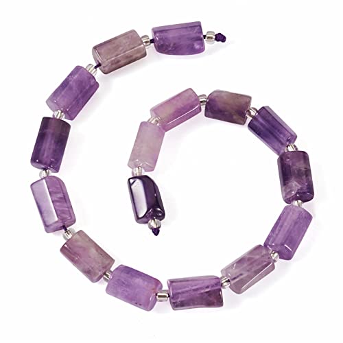 Craftdady Faceted Column Natural Amethyst Stone Beads Cylinder Tube Gemstone Loose Beads Energy Healing Crystal Stone 8-11x6-8mm for Jewelry Craft Necklace Bracelet Earring Making, 15~17pcs - color: Column Amethyst