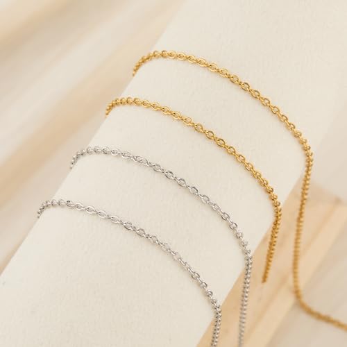 SMYHTGLIF Total 65.6 Feet Gold & Silver Jewelry Making Chains 2 Rolls Stainless Steel Chain for Jewelry Making Thin Oval Cable Chain Craft Chain Bulk - size: 2.6×2mm