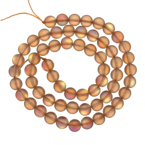 uxcell Matte Crystal Glass Beads 6mm Synthetic Frosted Shining Semi-Precious Round Loose Beads Synthetic Moonstone for Jewelry Making DIY Bracelet, Brown - color: Brown, size: 6mm