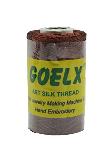 Goelx Silk Thread by Shade No for Jewelry, Tassel Making, Embroidery, Crafts, Shiny Soft Thread Spools - Brown - 183 - color: Brown - 183