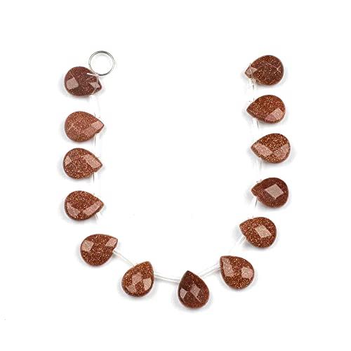 Cherry Blossom Beads Goldstone 12x15mm Faceted Top-drilled Teardrop Beads - 12 pcs/ 8 Inch Strand - color: Goldstone