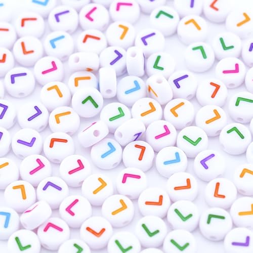 300Pcs Colorful Letter Beads L 4X7mm Individual Round Alphabet Beads for Friendship Bracelets Making - color: Round - L