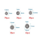KISSITTY 175pcs/box 5 Styles Tibetan Antique Silver Flat Round Spacer Loose Beads 7mm 8mm 9mm 10mm 11mm Metal Rondelle Disc
