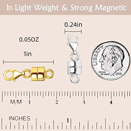 OHINGLT Magnetic Necklace Clasp Extra Strong, Silver Plated Magnet Jewelry Clasps Converters for Bracelet Necklaces Chain - color: 8Pcs Silver