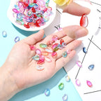 Ipotkitt 200 Pcs Random Color Transparent Glass Teardrop Charms Crystal Water Drop Bead Charms Top Drilled Beads for DIY Earring Necklace Bracelets - color: 200pcs-Drop Charms-Mixed Color