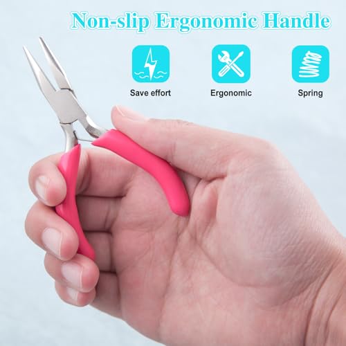 SPEEDWOX Mini Long Nose Pliers 3" Chain Nose With Pink PVC Handle for Jewelry Making, Wire Wrapping, Beading, DIY Craft and Hobby Supplies - style: 3" Long Nose Pliers