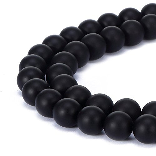 Black Onyx Dull Polish Natural Stone Jewelry Findings Minerals Loose Beads Round Crystal Energy Stone (4mm, Matte Black) - color: Matte Black, size: 4mm