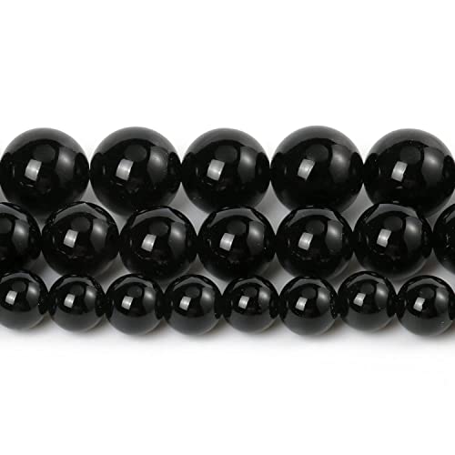 60pcs 6mm Black Agate Beads Natural Gemstone Beads Round Loose Beads for Jewelry Making - color: Black Agate, size: 6mm