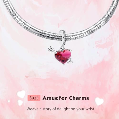 S925 Bead Dangle Charms for Bracelets Necklaces, Compatible with Pandora - style: Heart-Piercing Cupid Arrow Charms