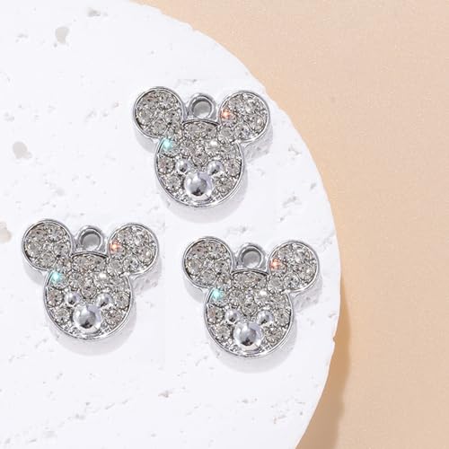 16-Pcs Crystal Jewelry Making Charms Silver Pendant Charm For Women Making Jewelry Crafts Rhinestone Charms - color: Bear