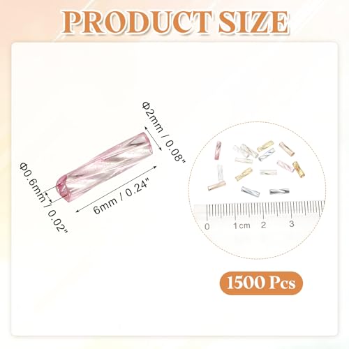 uxcell 1500Pcs Glass Bugle Seed Beads, 6x2mm Mini Long Tube Seed Beads Tube Loose Glass Seed Spacer Bead for DIY Earring Bracelets Necklace Jewelry Making Embroidery, Candy Color - color: Candy Color
