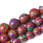 Painted Peacock Turquoise Stone Beads for Jewelry Making DIY Bracelet Necklace Gemstone Round Crystal 1 Strand 15.5inch 60PCS 6MM - color: Painted peacock turquoise, size: 6MM