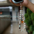 Marble Beaded Phone Wrist Strap,Detachable Phone Bracelet Strap with Tether Tab,Hands-Free Wristlet Strap (Amazonite) - color: Amazonite