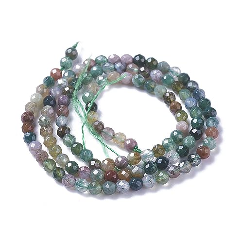 LiQunSweet 130 Pcs 3mm Natural Indian Agate Bead Strands Faceted Round Small Loose Crystal Gemstone Bead Spacer for DIY Jewelry Making Accessories - color: Natural Indian Agate Beads_3mm