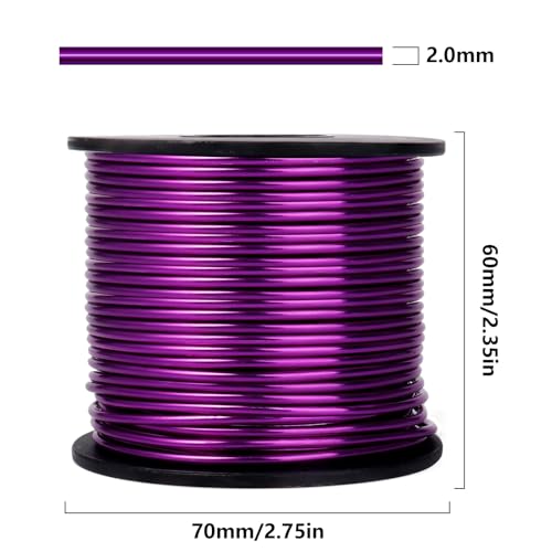 Aluminum Craft Wire, 95 Feet 2.0mm/ 14 Gauge Purple Bendable Soft Metal Aluminum Wire Roll Bulk for DIY Crafts Sculpting Jewelry Making - color: Purple, size: 14 Gauge