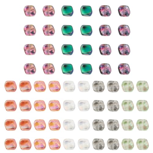 72Pcs Twisted Square Electroplate Glass Beads AB Color Square Glass Beads Crystal Loose Spacer Beads for DIY Bracelet Earring Necklace Jewelry Making Crafts - color: Twisted Square