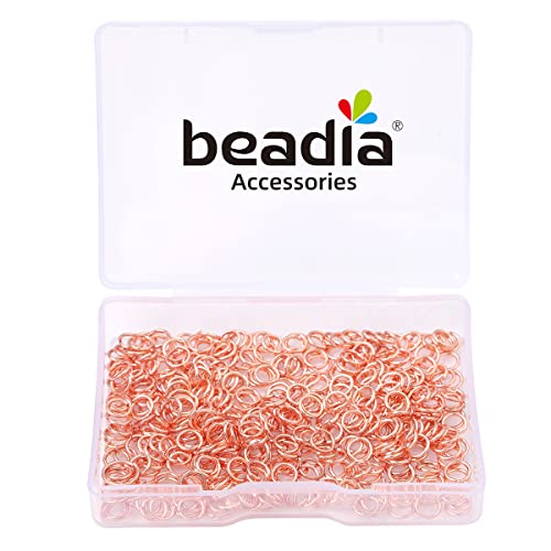BEADIA Rose Gold Plated Jump Rings Non Tarnish 5mm 400pcs for Jewelry Making Findings - color: Rose Gold, size: 0.7x5mm