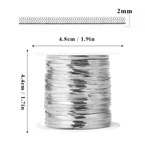 33 Feet Stainless Steel Snake Chains Roll, 2mm 304 Stainless Steel Flat Snake Chain Bulk Spool for Jewelry Making DIY Craft - color: 2.0mm Stainless Steel Flat Snake Chains