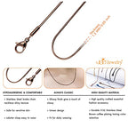555Jewelry 1.2mm Stainless Steel Snake Chain Necklace for Men & Women, 16-28 Inch - color: Coffee