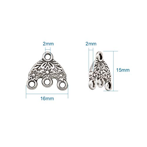 Mega Pet 20pcs Tibetan Silver Hat Chandelier Component Links Charm Pendant Connectors with 3 Holes for Multi Layers Dangle Earring Bracelet Necklace Jewelry Making - color: Antique Silver, Hat