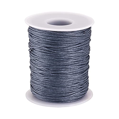100 Yards Gray Waxed Cotton Cord Threads Braided Beading Cord Strings Bracelet Necklace Wire 1mm(0.04 inch) with Spool for DIY Sewing Jewelry Crafts Making Macrame Supplies - color: Gray, size: 1mm