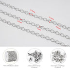 KYUNHOO 3 Meters Stainless Steel Necklace Chains for Jewelry Making Embossed Cable Links on Roll Rhombus Sunflower Shape Craft Chain with Lobster Clasps Jump Rings - color: Sunflower Silver