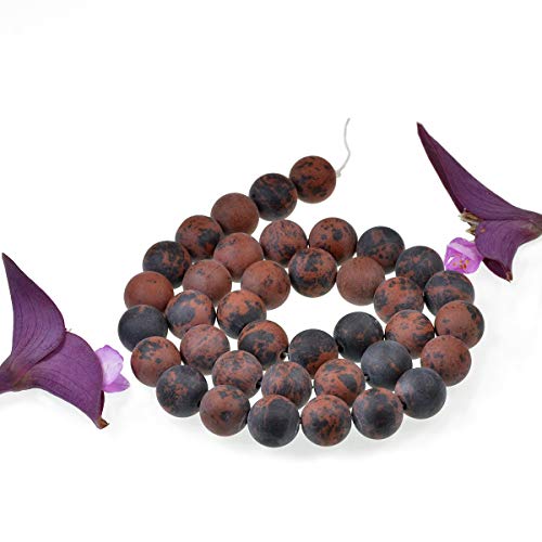 Natural Matte Gemstone Round Spacer Beads (4mm, Mahogany Obsidian) - color: Mahogany Obsidian, size: 4mm