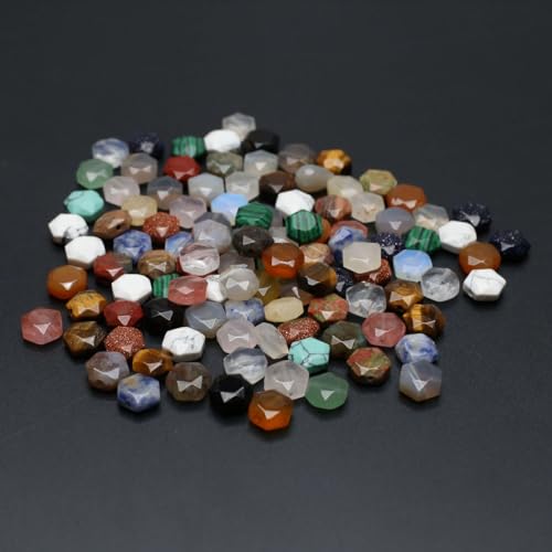 40 Pcs Healing Loose Beads Hexagon Shape Faceted Natural Necklace Stone Pendants Crystal Charms for Jewelry Making DIY Craft - color: hexagon