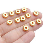 200pcs 8mm Flat Round Rondelle Spacer Beads Disc Spacers Loose Beads Jewelry Metal Spacers for DIY Bracelet Necklace Crafts,Gold - color: Gold