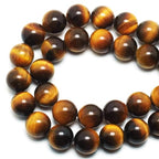 Gold Tiger Eye Beads for Jewelry Making - Yellow Crystal, 8mm Round Loose Beads (44-47pcs) - color: Gold Tiger Eye, size: 8mm