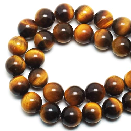 Gold Tiger Eye Beads for Jewelry Making - Yellow Crystal Beads Gemstone Beads for Bracelets, 10mm Stone Beads Round Loose Beads(34-37pcs, 10mm, Gold Tiger Eye) - color: Gold Tiger Eye, size: 10mm