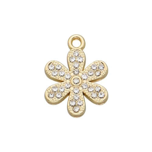 Pack of 20 Rhinestone Charms Gold Plated Pendants Pave Crystal Accessories for Necklace Bracelet Jewelry Making DIY Crafting - color: (Daisy Flower)VID65001