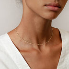 MEVECCO Dainty Gold Chain Choker Necklace 14K Gold Plated Handmade Boho Cute Tiny Beaded Link Choker Necklace Delicate Simple Minimalist Choker Necklace for Women - style: Gold Satellite Bead