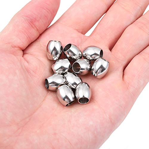 BEADIA Stainless Steel Spacer Beads 10x11mm Oval Loose Charm Caps Beads for DIY Jewelry Making 10pcs with 6mm Hole - color: 10x11mm 6mm