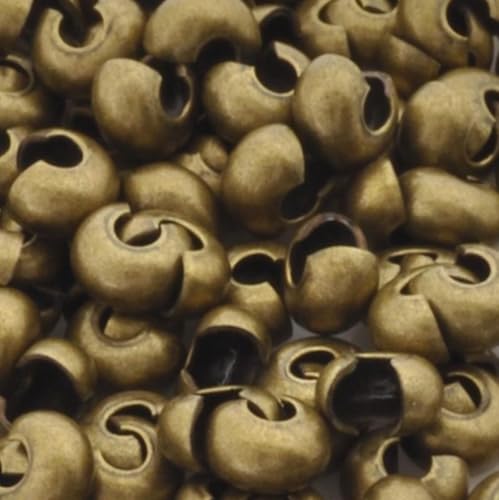100pcs Crimp Bead Knot Cover End Caps 3mm (0.12 Inch) Small Antique Bronze Plated Copper Brass for DIY Craft Jewelry Making CF118-3 - color: Antique Bronze, size: 3mm (0.12 inch) - 100pcs