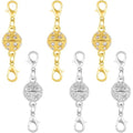 Magnetic Crystal Ball Jewelry Clasps Set, Gold and Silver Plated, Easy-to-Use Connectors with Lobster Closures for Necklaces (6pcs Golden Silvery) - color: 6pcs golden silvery