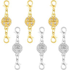 Magnetic Crystal Ball Jewelry Clasps Set, Gold and Silver Plated, Easy-to-Use Connectors with Lobster Closures for Necklaces (6pcs Golden Silvery) - color: 6pcs golden silvery