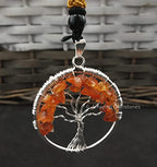 Amazing Gemstone Crystals and Healing Stones Carnelian Necklace - Gold Chain Necklace Pendant - Real Crystal Necklace - color: Tree of Life, size: 1 PIECE