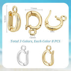 AHANDMAKER 16Pcs 18k Gold Hinged Pull Clasp Charm Bail Metal Pendants Bails 2 Colors Necklace Clasp Enhancer Connector for Necklace Earring Bracelet Jewelry Making 12x7x3mm