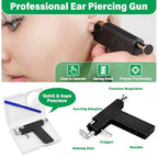 Reusable Ear Piercing Gun Kit, Professional Ear Piercing Machine with Stainless Steel Piercing Earrings Studs, Crystal Earrings for At Home Salon Earlobe Cartilage Helix Tragus Piercing Tool Set - color: Black