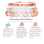 Vinswet 4pcs Beaded Bracelets for Women,Natural Healing Crystal Gemstones Bracelet,Anxiety Stress Relief Bracelet Handmade purple Jewelry Gifts for Women - color: Pink aventurine&Opal&Pink Crystal
