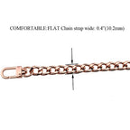 HAHIYO Rose Gold Purse Chain Strap 15.7 inches - Comfortable Flat 0.4' Wide, 2.4mm Thick Metal Strap for Shoulder, Cross Body, Sling, Handbag, Clutch - 1 Pack - size: Rose Gold 15.7 inches